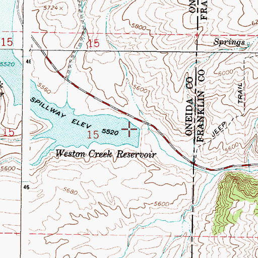 Topographic Map of Weston Dam, ID