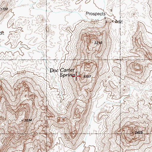 Topographic Map of Doc Carter Spring, AZ