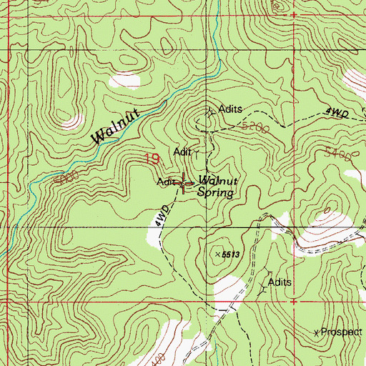 Topographic Map of Walnut Spring, AZ