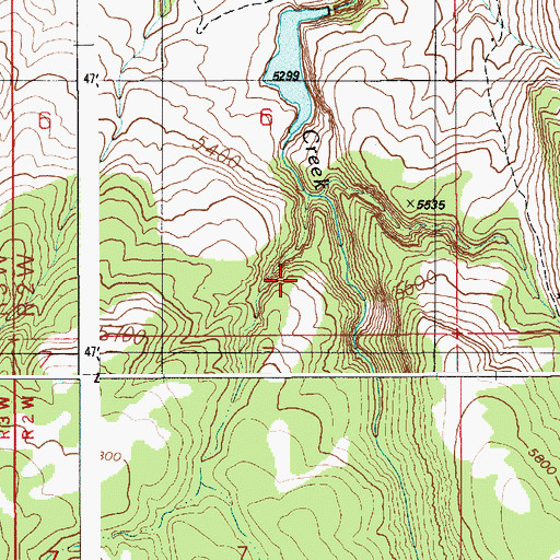 Topographic Map of Louisa Creek Dam, ID