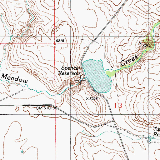 Topographic Map of Spencer Dam, ID