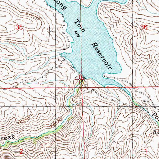 Topographic Map of Long Tom Dam, ID