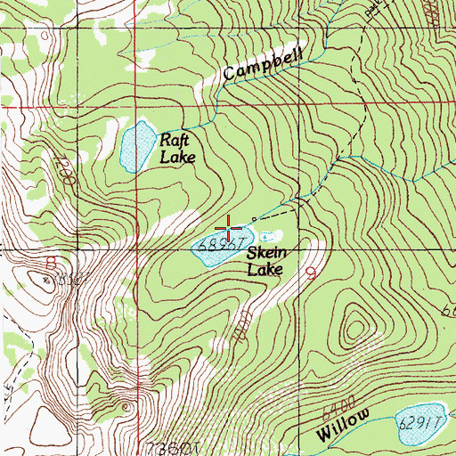 Topographic Map of Skein Lake Dam, ID
