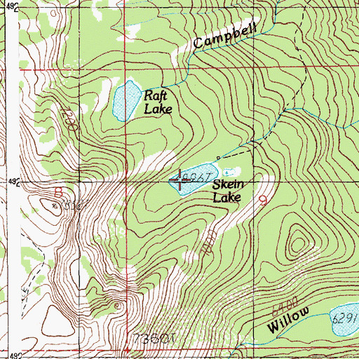 Topographic Map of Skein Lake, ID