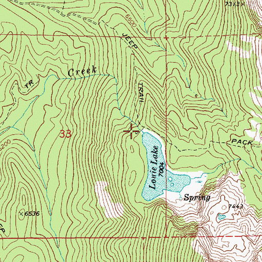 Topographic Map of Louie Lake Dam, ID