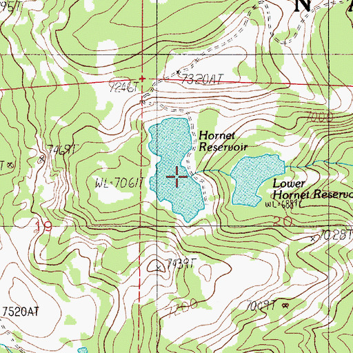 Topographic Map of Hornet Creek-Upper Dam, ID