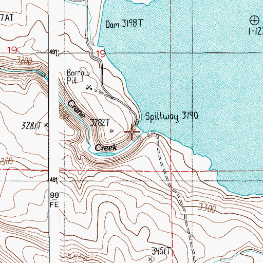Topographic Map of Crane Creek Dam, ID