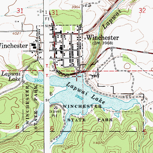 Topographic Map of Winchester Dam, ID