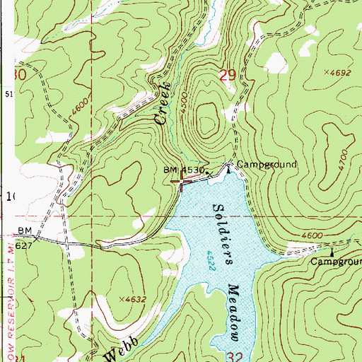 Topographic Map of Soldiers Meadow Dam, ID