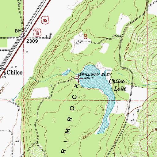 Topographic Map of Chilco Dam, ID