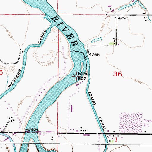 Topographic Map of Idaho Diversion Dam, ID