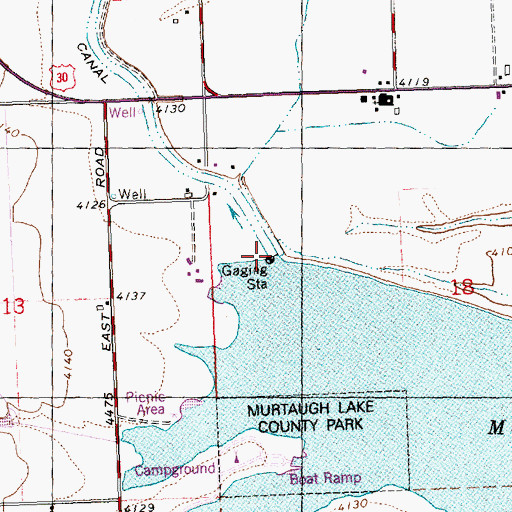 Topographic Map of Murtaugh Lake Dam, ID