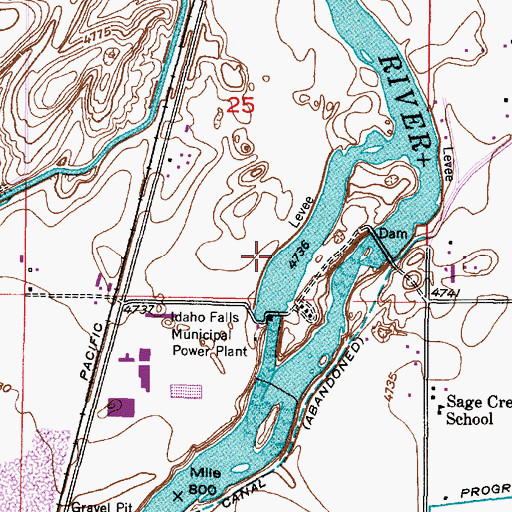 Topographic Map of Upper Idaho Falls Number Two Dam, ID