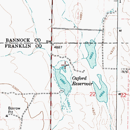 Topographic Map of Oxford Dam, ID