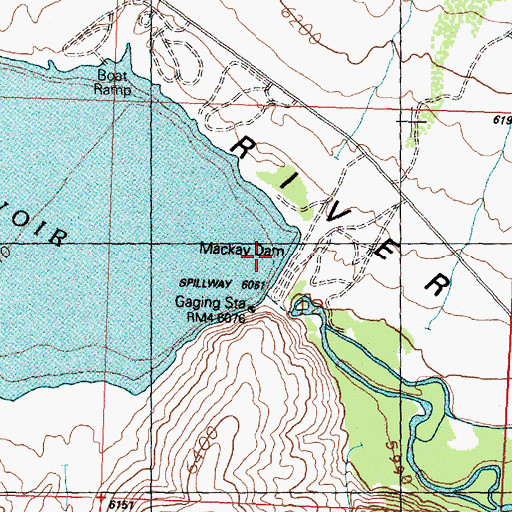 Topographic Map of MacKay Dam, ID