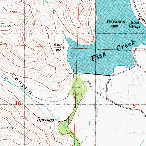 Topographic Map of Fish Creek Dam, ID