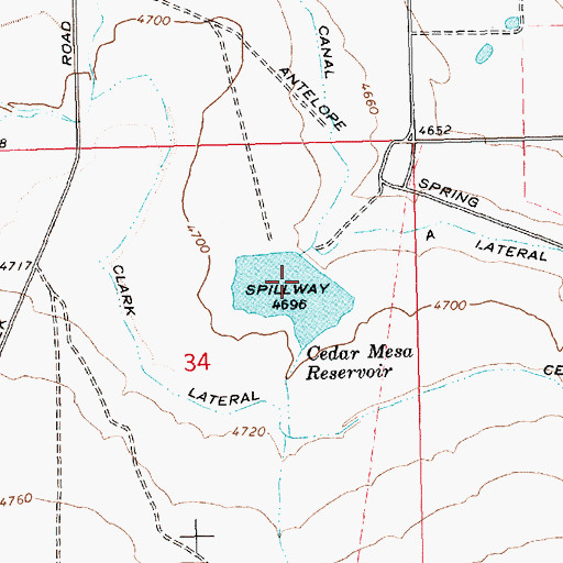 Topographic Map of Cedar Creek Holding Dam, ID