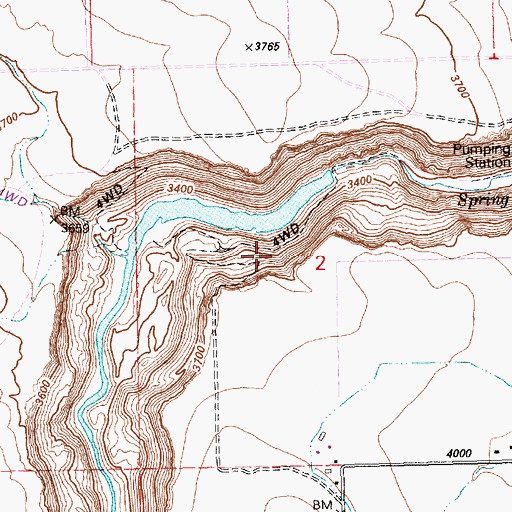 Topographic Map of Salmon Falls Creek Dam, ID