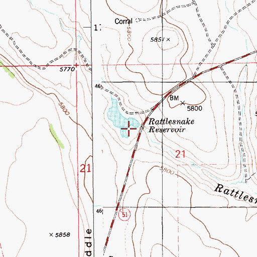 Topographic Map of Rattlesnake Creek Dam, ID