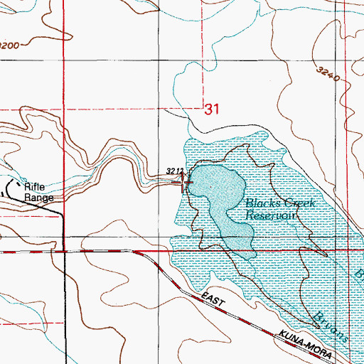 Topographic Map of Blacks Creek Dam, ID