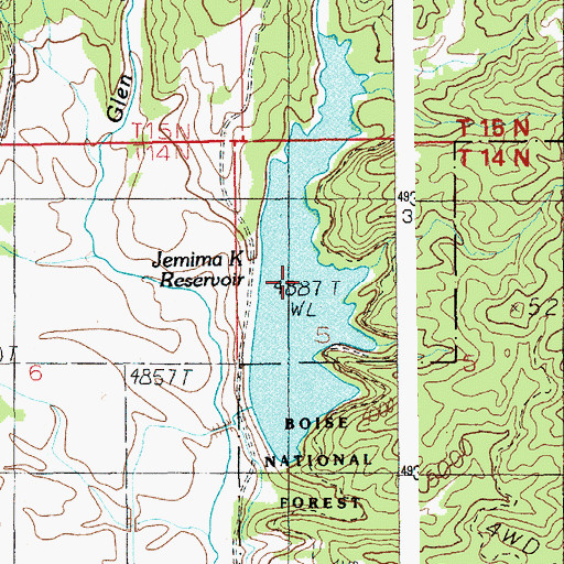 Topographic Map of Jemima K Reservoir, ID