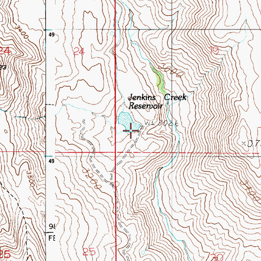 Topographic Map of Jenkins Creek Dam, ID