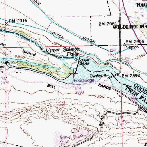 Topographic Map of Upper Salmon Falls Dam, ID