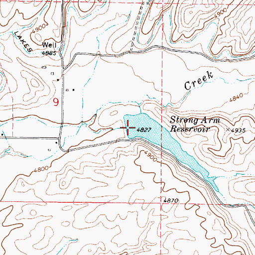 Topographic Map of Strongarm Reservoir Number Two Dam, ID