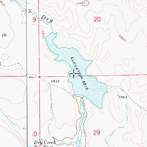 Topographic Map of Dry Creek Reservoir, ID