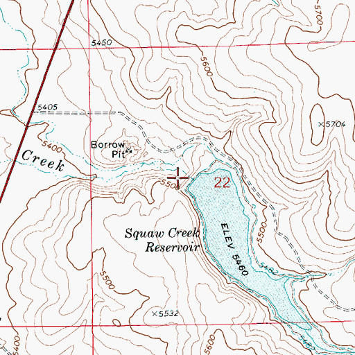 Topographic Map of Squaw Creek Dam, ID