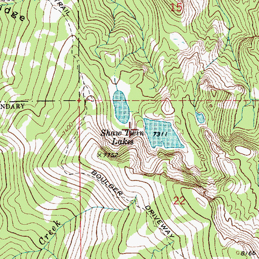 Topographic Map of Shaw Twin Lakes Upper, ID