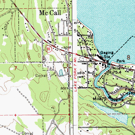 Topographic Map of Payette Lake Dam, ID