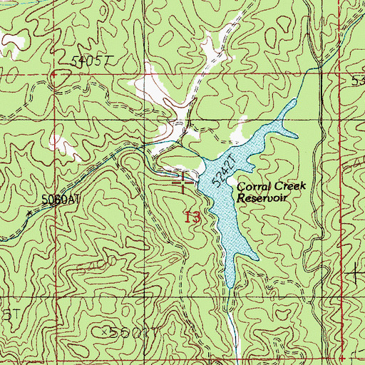 Topographic Map of Corral Creek Dam, ID