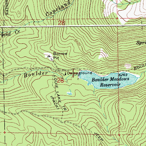 Topographic Map of Boulder Meadow Dam, ID