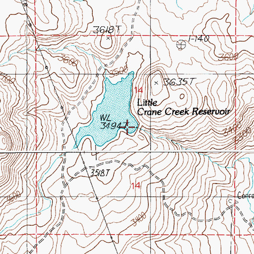 Topographic Map of Little Crane Creek Dam, ID