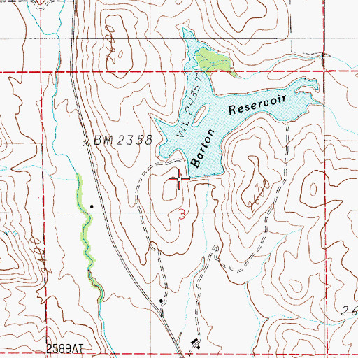 Topographic Map of Barton Dam, ID
