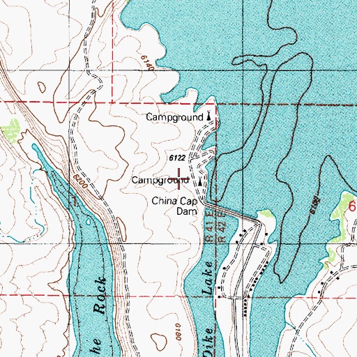 Topographic Map of China Cap Dam, ID