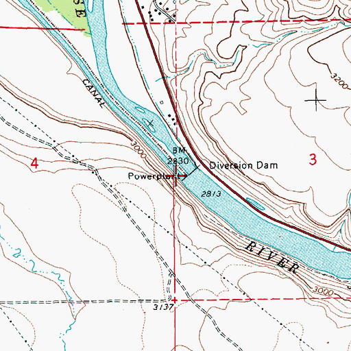 Topographic Map of Boise Diversion Dam, ID