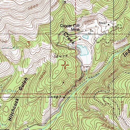 Topographic Map of Copper Cliffs Tailings Dam, ID
