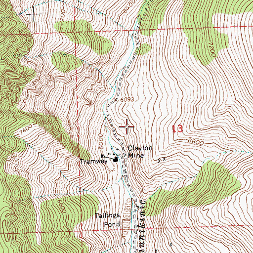 Topographic Map of Clayton Mine Number Two-Lower Dam, ID