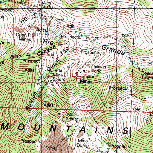 Topographic Map of Empire Mine Number One - Upper Dam, ID