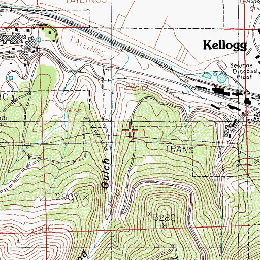 Topographic Map of Bunker Hill Tailings Number Two Dam, ID