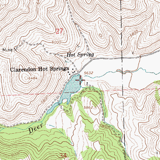 Topographic Map of Clarendon Hot Springs Dam, ID