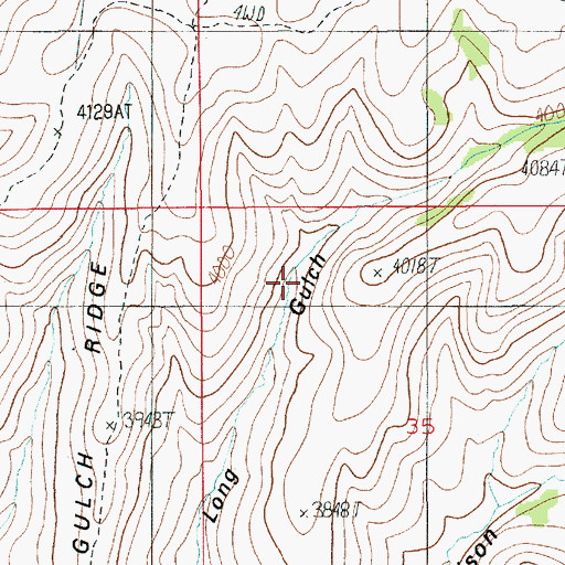 Topographic Map of Ellsworth-Middle Dam, ID