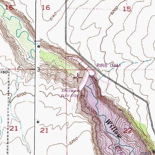 Topographic Map of Ririe Dam, ID