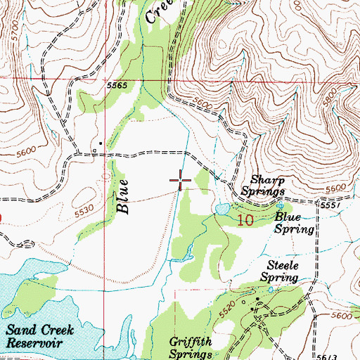 Topographic Map of Blue Creek Number Two Dam, ID