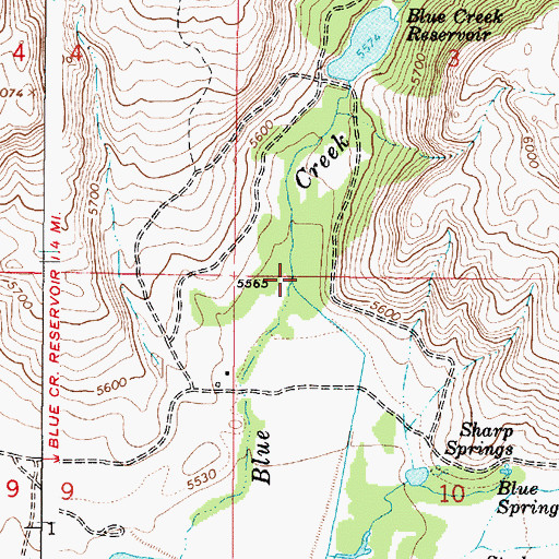 Topographic Map of Blue Creek Number One Dam, ID