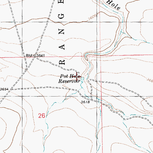 Topographic Map of Pot Hole Creek Dam, ID