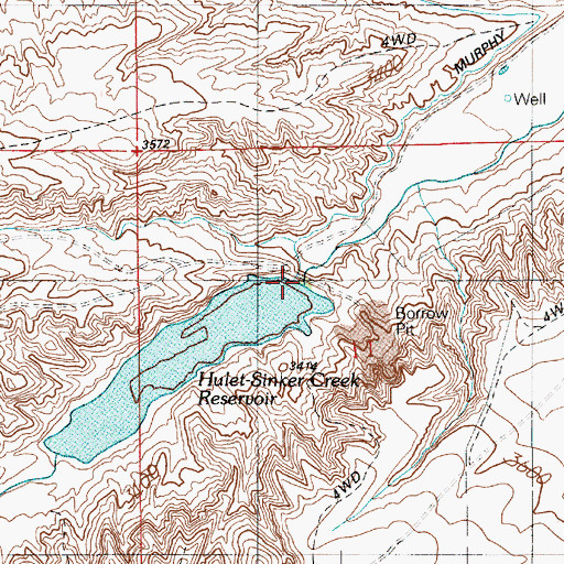 Topographic Map of Hulet Dam, ID