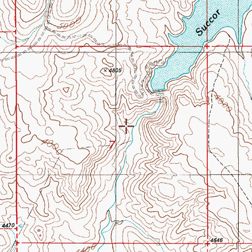 Topographic Map of Texas Basin Reservoir, ID